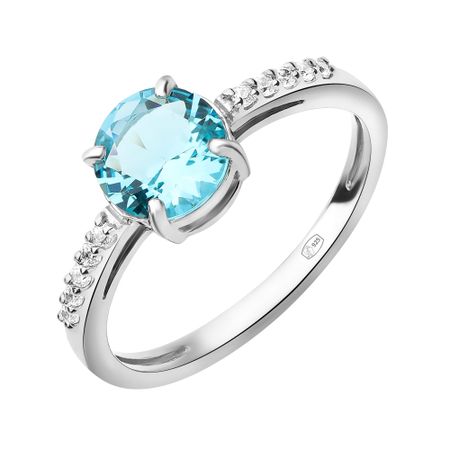 Серебряное кольцо с топазом и фианитами с родированием 690₽