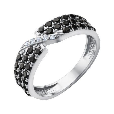 Серебряное кольцо с фианитами и родированием 1490₽