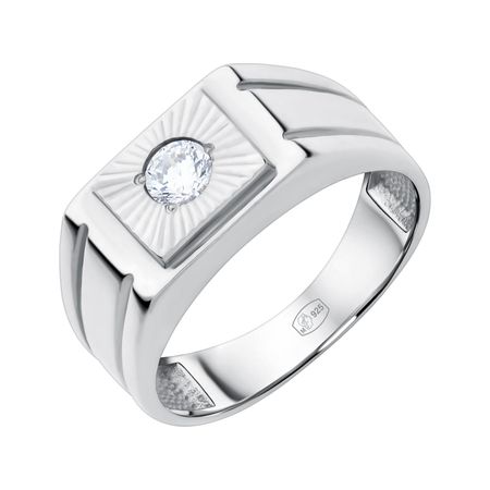 Серебряная печатка с фианитом и родированием 3800₽