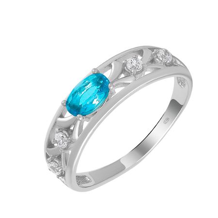 Серебряное кольцо с топазом Sky и фианитами с родированием 1780₽