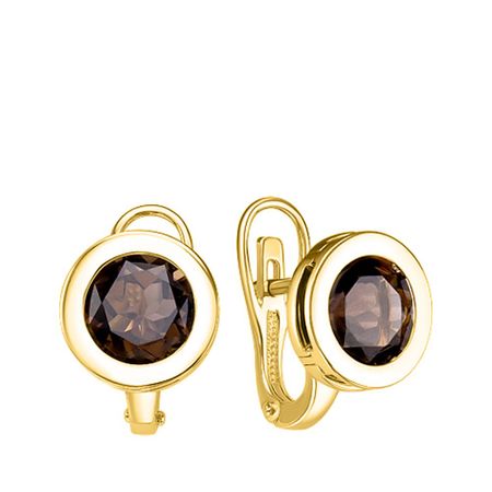 Золотые серьги с раухтопазами 88990₽