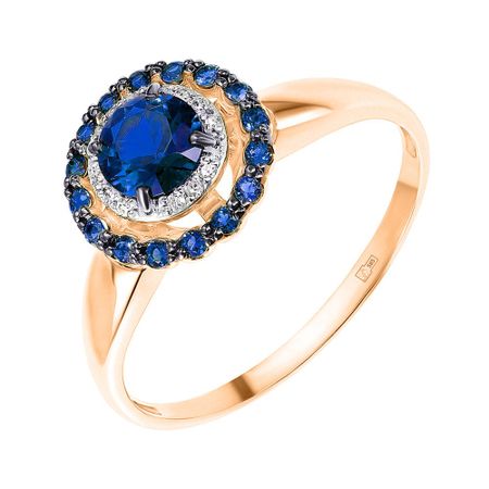 Золотое кольцо с сапфирами и бриллиантами с чернением и родированием 44990₽