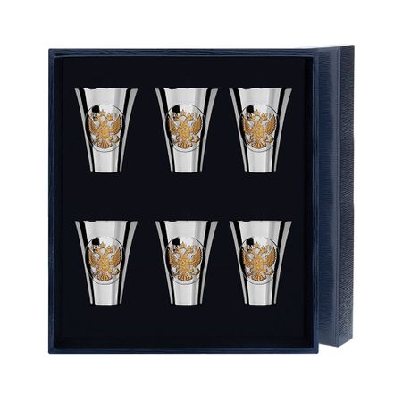 Набор серебряных стопок Герб полированных с позолотой 6 предметов 56450₽