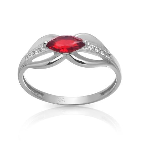 Кольцо из серебра с рубином и фианитами 1190₽