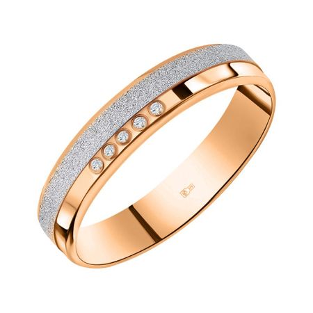 Золотое обручальное кольцо с бриллиантами и родированием 17490₽