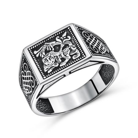 Серебряная печатка Лев с чернением 2490₽