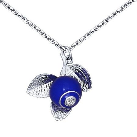 Серебряное колье с эмалью и фианитом с родированием 3290₽