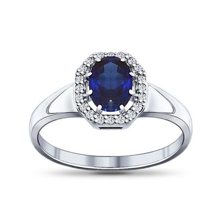 Кольцо SOKOLOV из серебра с сапфиром и фианитами 910₽