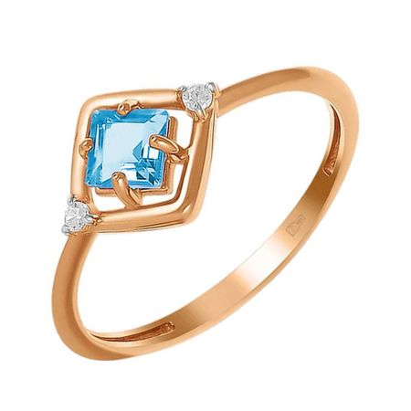 Золотое кольцо с топазом и фианитами с родированием 17990₽