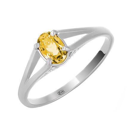 Серебряное кольцо с цитрином и родированием 890₽