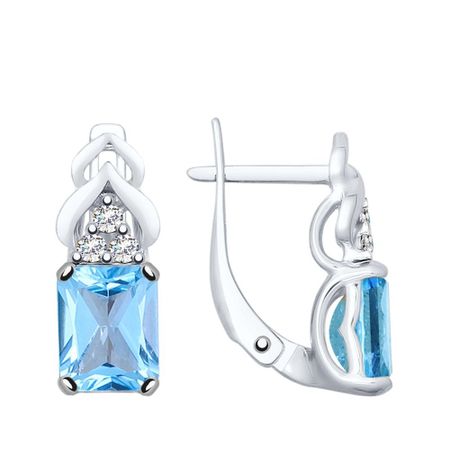 Серебряные серьги с топазами и фианитами с родированием 4580₽