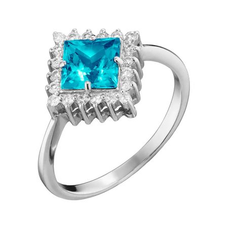 Серебряное кольцо с ювелирным кристаллом и фианитами с родированием 990₽