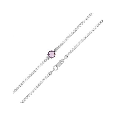 Серебряный браслет с ювелирным кристаллом и фианитами с родированием 2560₽