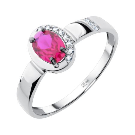 Золотое кольцо с рубином и бриллиантами с родированием 25990₽