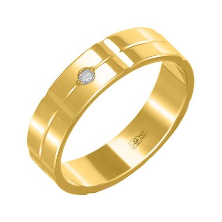 Золотое обручальное кольцо с бриллиантом и алмазной гранью 4 мм 49990₽