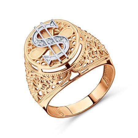 Золотая печатка с фианитами 130830₽