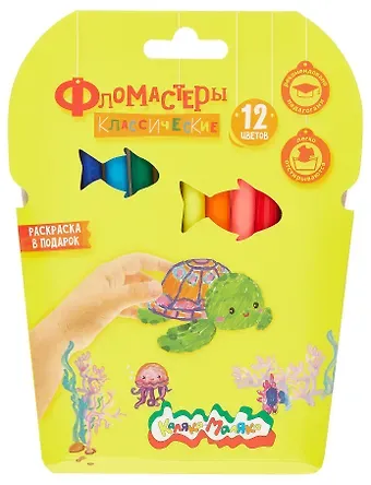 Фломастеры 12цв "Каляка-Маляка"классические, кругл.корпус, легкосмываемые, карт.уп.