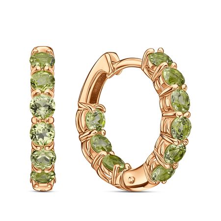 Золотые серьги с хризолитами 94990₽