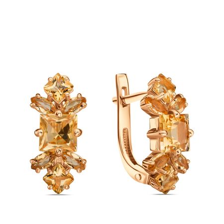 Золотые серьги с цитринами 69990₽