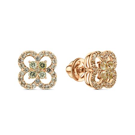 Золотые серьги с хризолитами 77990₽