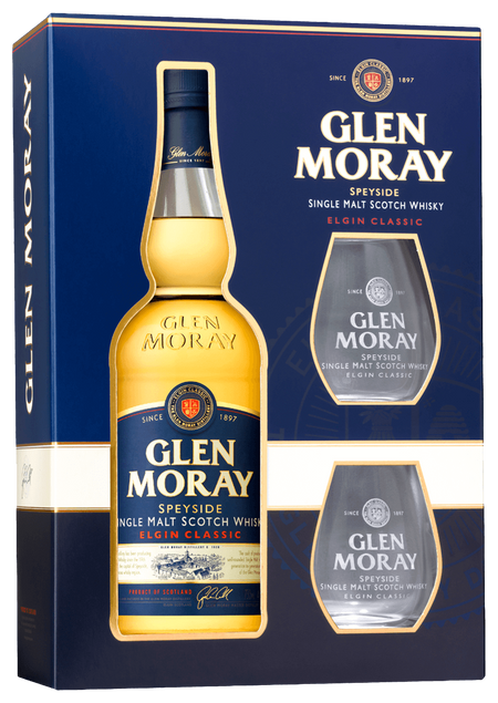 Glen Moray Elgin Classic Single Malt Scotch Whisky (gift box with two glasses)