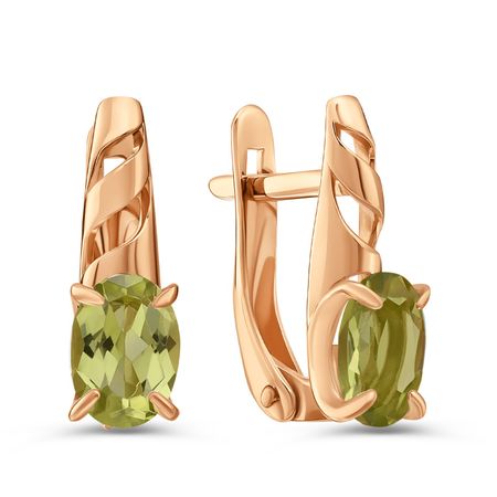 Золотые серьги с хризолитом 33990₽