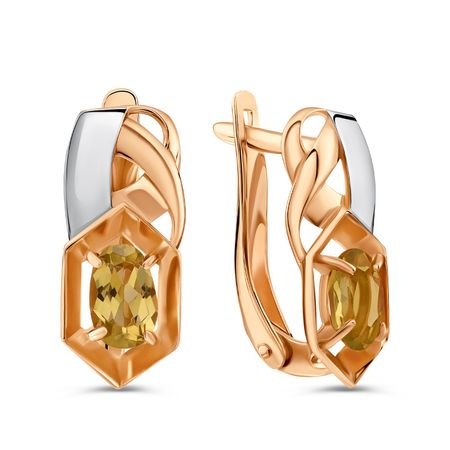 Золотые серьги с цитрином 42490₽
