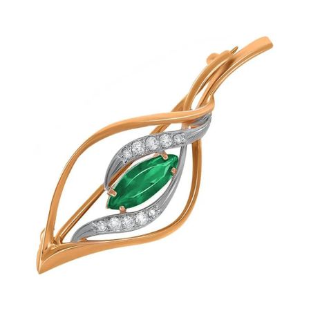 Золотая брошь с изумрудом и бриллиантами 44990₽
