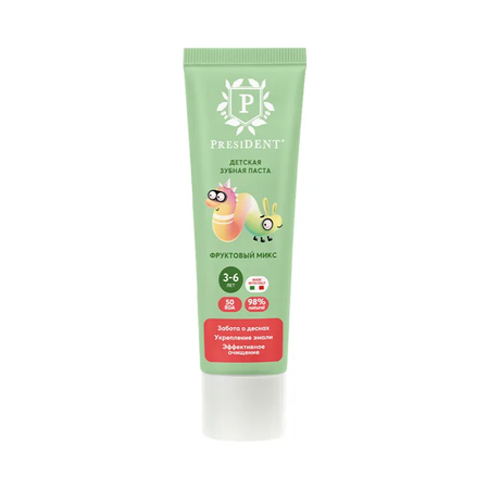 Президент зубная паста детская фруктовый микс 3-6 430 264₽
