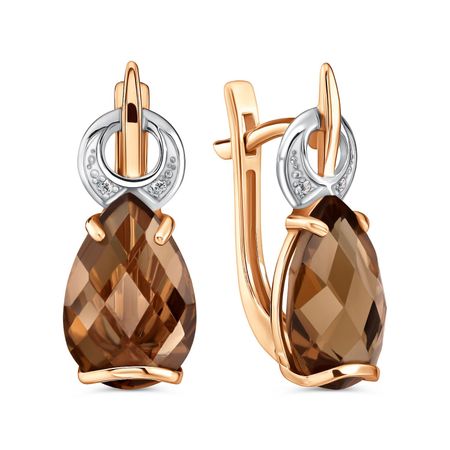 Золотые серьги с кварцем и фианитами 34490₽