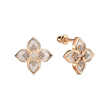 Серебряные серьги с перламутром и фианитами 5490₽