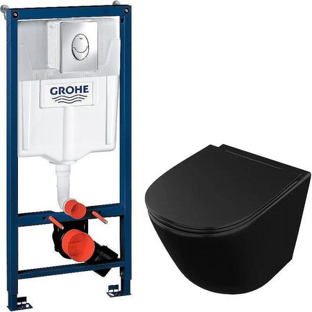 Комплект унитаза Owl 1975 Vind Cirkel-H OWLT190305 с инсталляцией Grohe Rapid SL 38721001 с сиденьем Микролифт и клавишей смыва Хром 40581₽