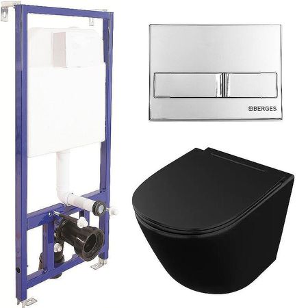 Комплект унитаза Owl 1975 Vind Cirkel-H OWLT190305 с инсталляцией Berges Wasserhaus Novum L3 040213 с сиденьем Микролифт и клавишей смыва Хром
