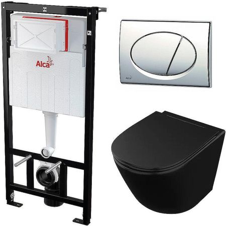 Комплект унитаза Owl 1975 Vind Cirkel-H OWLT190305 с инсталляцией Alcaplast Sadromodul AM1011120-31 RU M71-0001 с сиденьем Микролифт и клавишей смыва Хром 39410₽