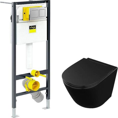 Комплект унитаза Owl 1975 Vind Cirkel-H OWLT190305 с инсталляцией Viega Prevista Dry 852414 792596 с сиденьем Микролифт и клавишей смыва Хром 42791₽