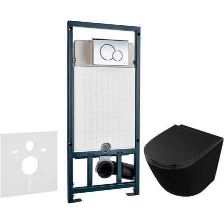 Комплект унитаза Owl 1975 Vind Cirkel-H OWLT190305 с сиденьем Микролифт и инсталляцией WeltWasser WW Marberg 507 1000000594910000005952 с клавишей смыва Хром глянцевый 25531₽