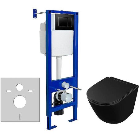 Комплект унитаза Owl 1975 Vind Cirkel-H OWLT190305 с инсталляцией Berges Atom 410 040332 с сиденьем Микролифт и Черной матовой клавишей смыва 29399₽
