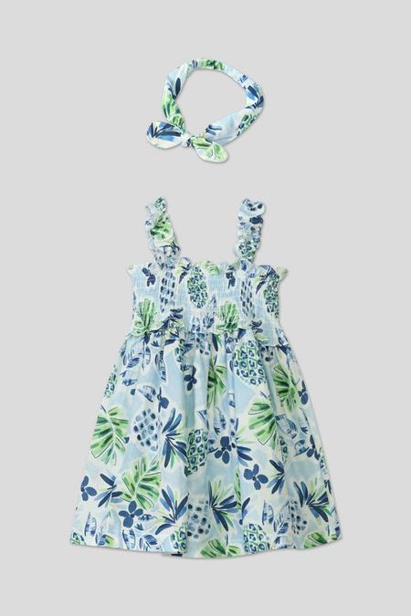 Комплект из хлопкового сарафана и повязки с принтом Mayoral 2640₽