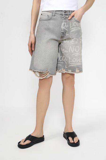 Шорты джинсовые с необработанным краем и принтом COLORPLAY 2242₽