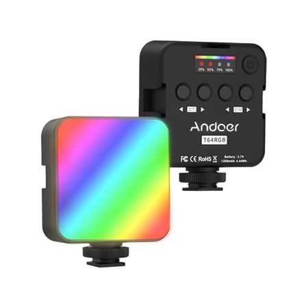ANDOER T64RGB Карманный светодиодный светильник Мини-видеолампа RGB для фотосъемки 2500K-9000K+/-200K Цвет чёрный