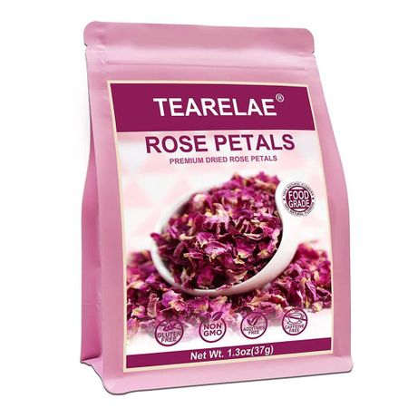 2023 TEARELAE Сушеные лепестки розы 1,3 унции/37 г Чистый натуральный съедобный чай с цветками розы