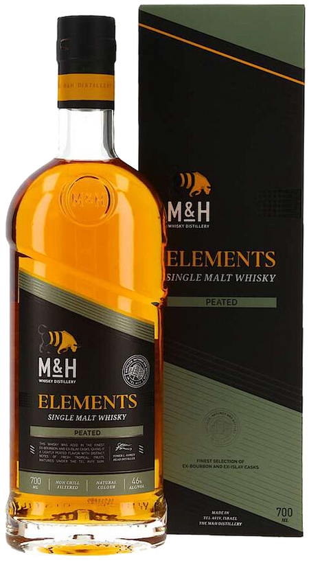 MandH Elements Peated Single Malt Whiskey (gift box)