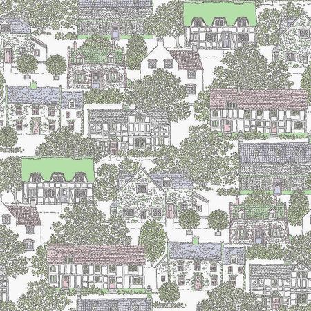 Обои детские Milassa Twins Twins8 005 Флизелин 11005 ЗеленыйБелый ДомикиДеревья 6160₽