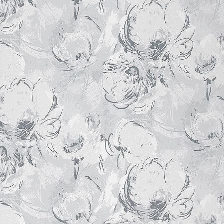Обои Accento Alice 287187 Винил на флизелине (1,06*10,05) Серый/Черный, Цветы/Абстракция