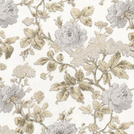 Обои Prima Italiana Carnevale 80702 Винил на флизелине 10610 БелыйБежевыйСерый ЦветыЛистья 5200₽