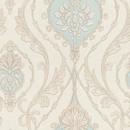 Обои Fipar Grand Classic R 28013 Винил на флизелине (1,06*10,05) Бежевый/Бирюзовый, Орнамент