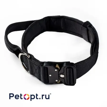 PetOpt Ошейник для собак светоотражающий нейлон с ручкой Черный ХS-38ммХ35-45см Фастекс металлический quotкобра quot 1570₽