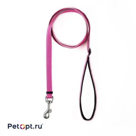 PetOpt Поводок для собак светоотражающий Розовый нейлоновый M 20ммХ200см Изменяющаяся длина 120-200 см 1256₽