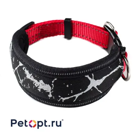 PetOpt Ошейник для собак широкий неопреновый Красный-черный M 25 мм 30-50 см Конструкция quotдва кольца quot фастекс 1068₽