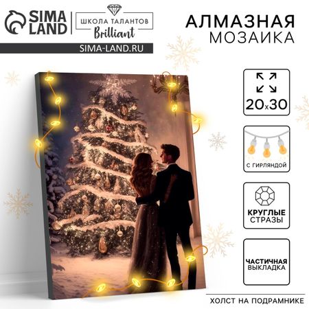 Алмазная мозаика на новый год с частичным заполнением с подрамником